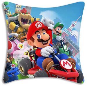 Mario Kart Racing Decorative Throw Pillow 18x18 Removable Cover